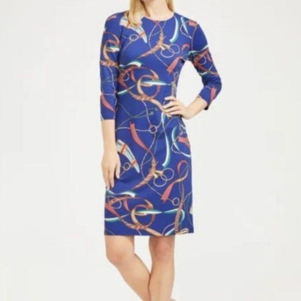 J. McLaughlin Sophia Dress Sinclair Heraldic Women's Size Small 3/4 sleeve Hidde